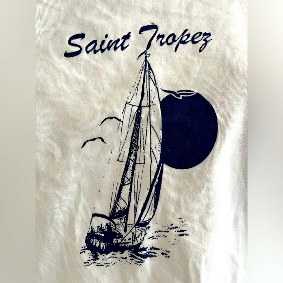 Brandy Melville Saint Tropez Graphic White Tee size L - Picture 3 of 7